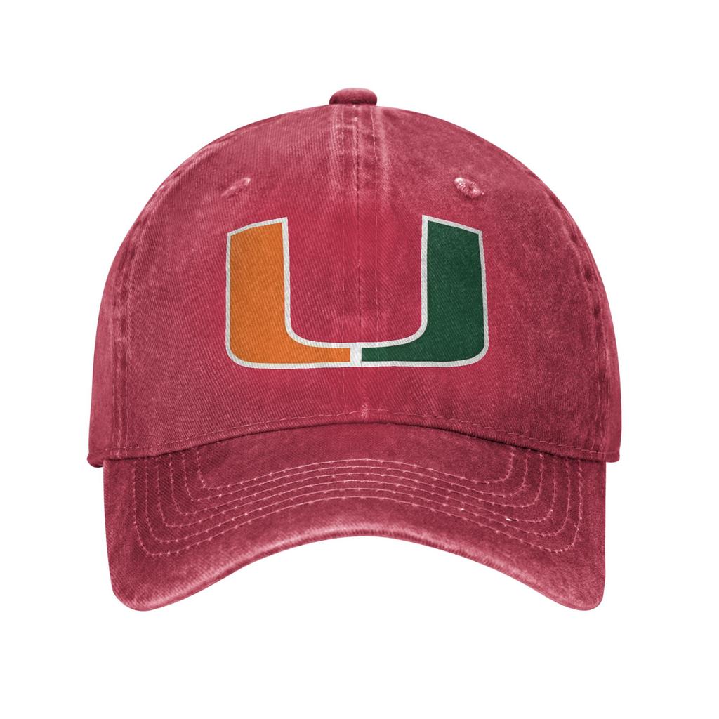 Washed Baseball Cap Miami Hurricanes 2025 College Football Playoff The U is Back Summer y2k Running Hippie Sun Baseball Caps