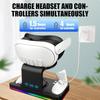 Зарядная база для Meta Quest 3 VR, беспроводная зарядная стойка с RGB-подсветкой, зарядная база, 2 перезаряжаемых аккумулятора для Oculus/Meat Quest 3