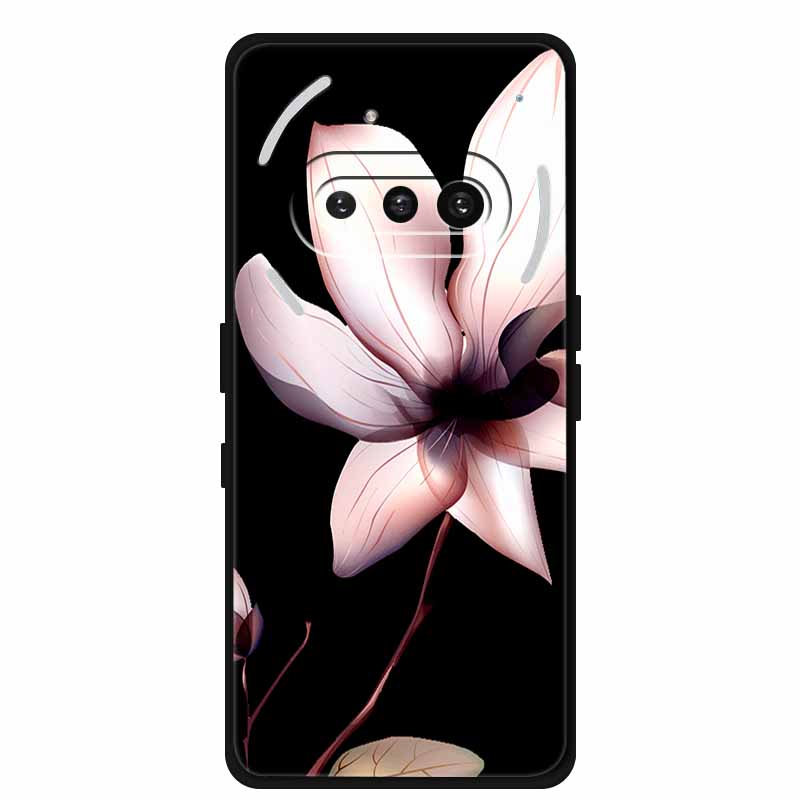 Ни за что Телефон (3a) Чехол 3D Рельефный Цветок Тиснение Черный Силикон Funda Для Nothing Phone 3A A059 3D Задняя Крышка Мультяшный Бампер