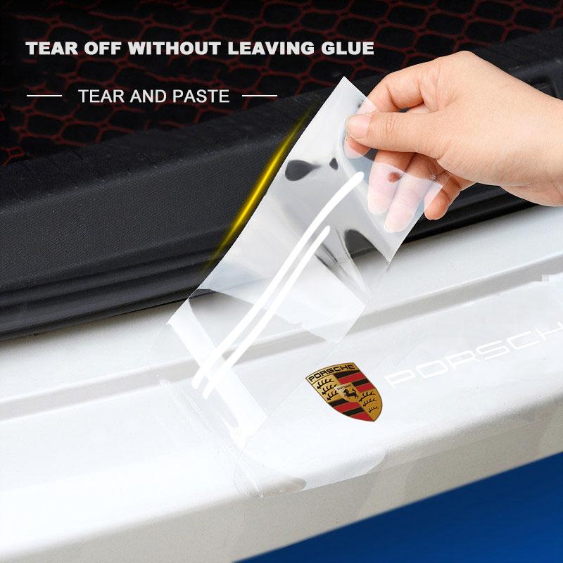 4Pcs Car Threshold Protector Transparent Decorative Badge 3D Sticker For Porsche 911 918Spyder 928 944 968 Boxster Cayenne Macan Panamera