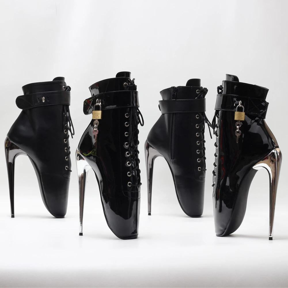 Сексуальные балетки на очень высоком каблуке 18 см с острым носком и запираемым ремешком