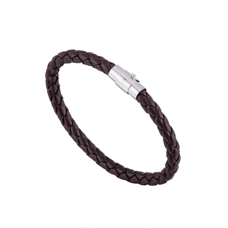 Leather Rope Steel Braided Leather Magnetic Clasp 1 Piece Handmade Woven Bracelet Wrap Silk Fashion Jewelry Accessory