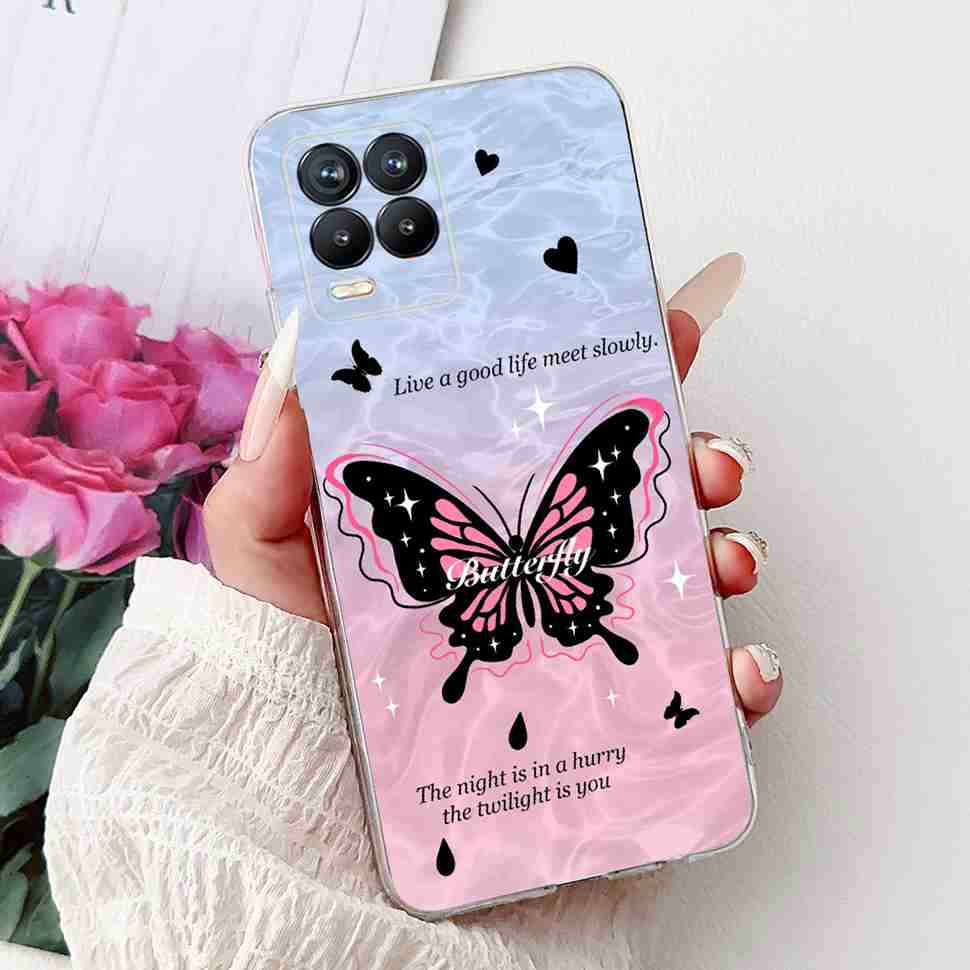 For Realme 8 4G RMX3085 Case Fashion Painted Flowers Soft Silicone TPU Cover For Oppo Realme8 realme 8 6.4" Phone Shell Bumper
