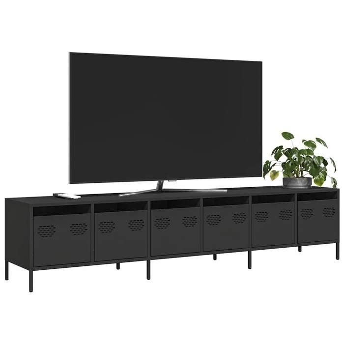 VidaXL Meuble TV noir 202x39x43,5 cm acier laminé à froid, banc TV, meuble métallique, meuble multimédia, buffet TV, meuble 3307149