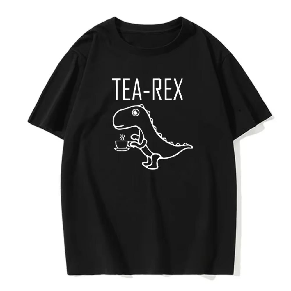 Мужская летняя футболка Tea Overlord Funny Dinosaur Drink Coffee T-Shirt Модная повседневная футболка Высококачественная уличная футболка