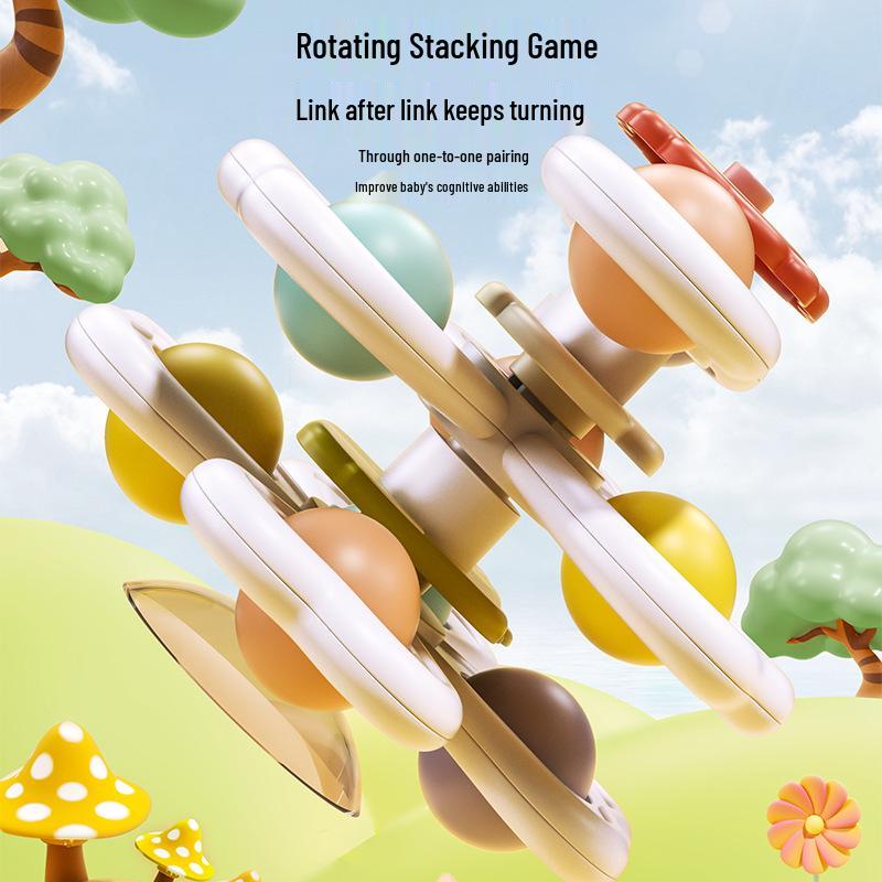Игрушка-спиннер с присосками для stacking (нанизывания) для младенцев и малышей - Развлечение в ванную и fidget-игрушка