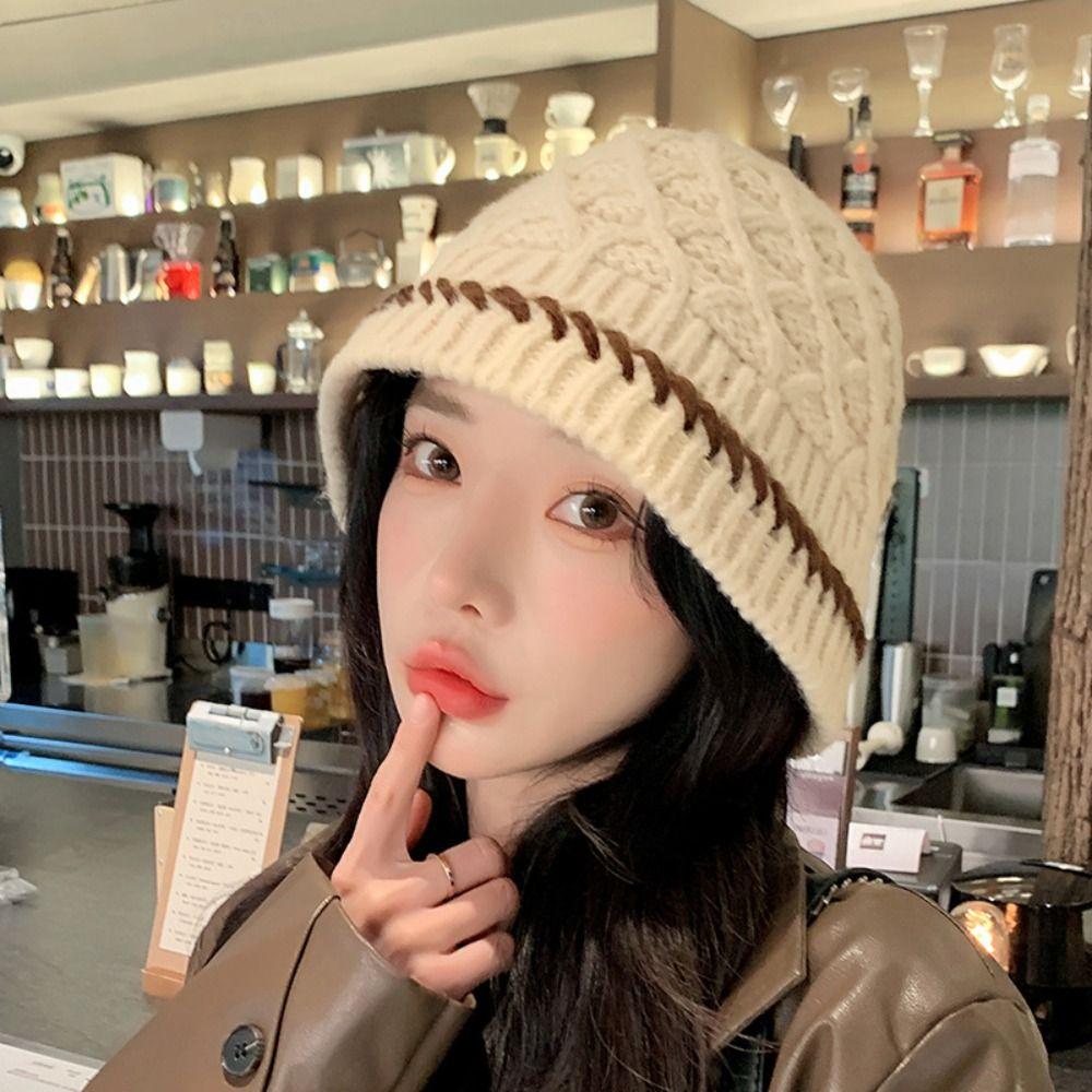 Hollow Out Crochet Pullover Hat Bohemian Style Winter Weave Cap Apparel Accessories