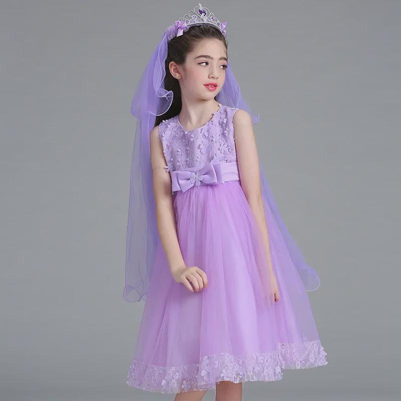 Европейское и американское сетчатое платье для дня рождения для девочек - платье принцессы для девочек-цветочниц