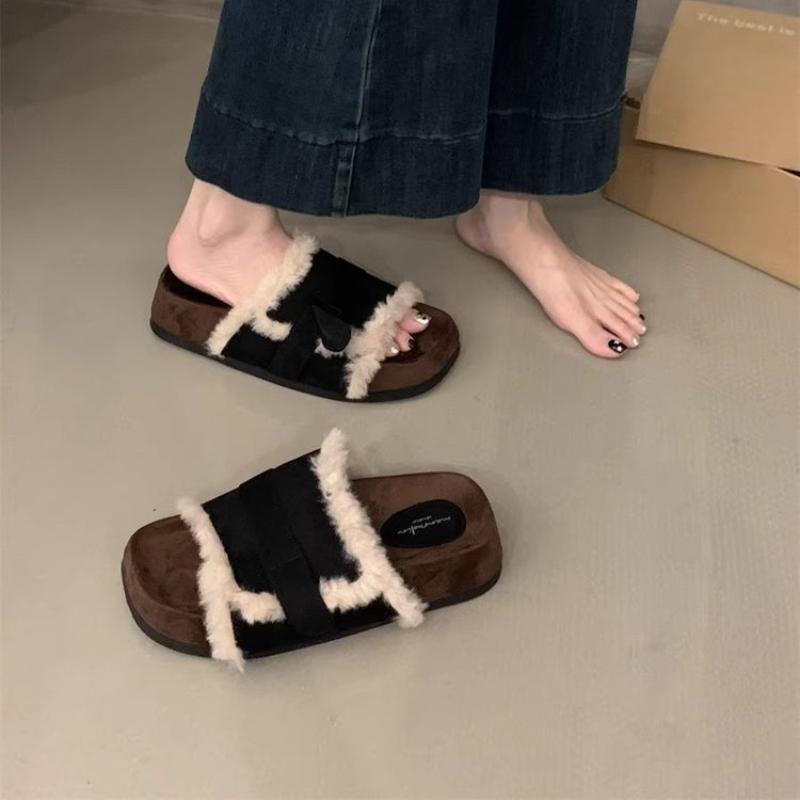 Ленивые люди носят сломанные волосы Mop 2024 осень и зима новые модные теплые хлопковые тапочки женские мягкие плоские