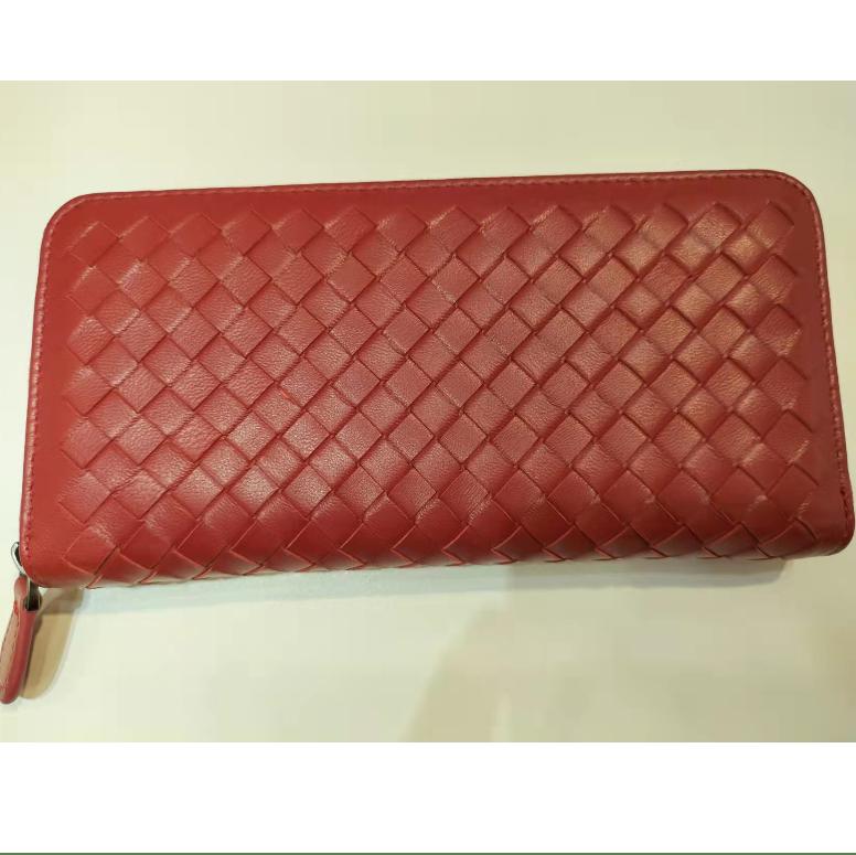 Кожаный плетеный длинный кошелек с несколькими отделениями, простая деловая сумка на молнии, горизонтальный большой кошелек для банкнот