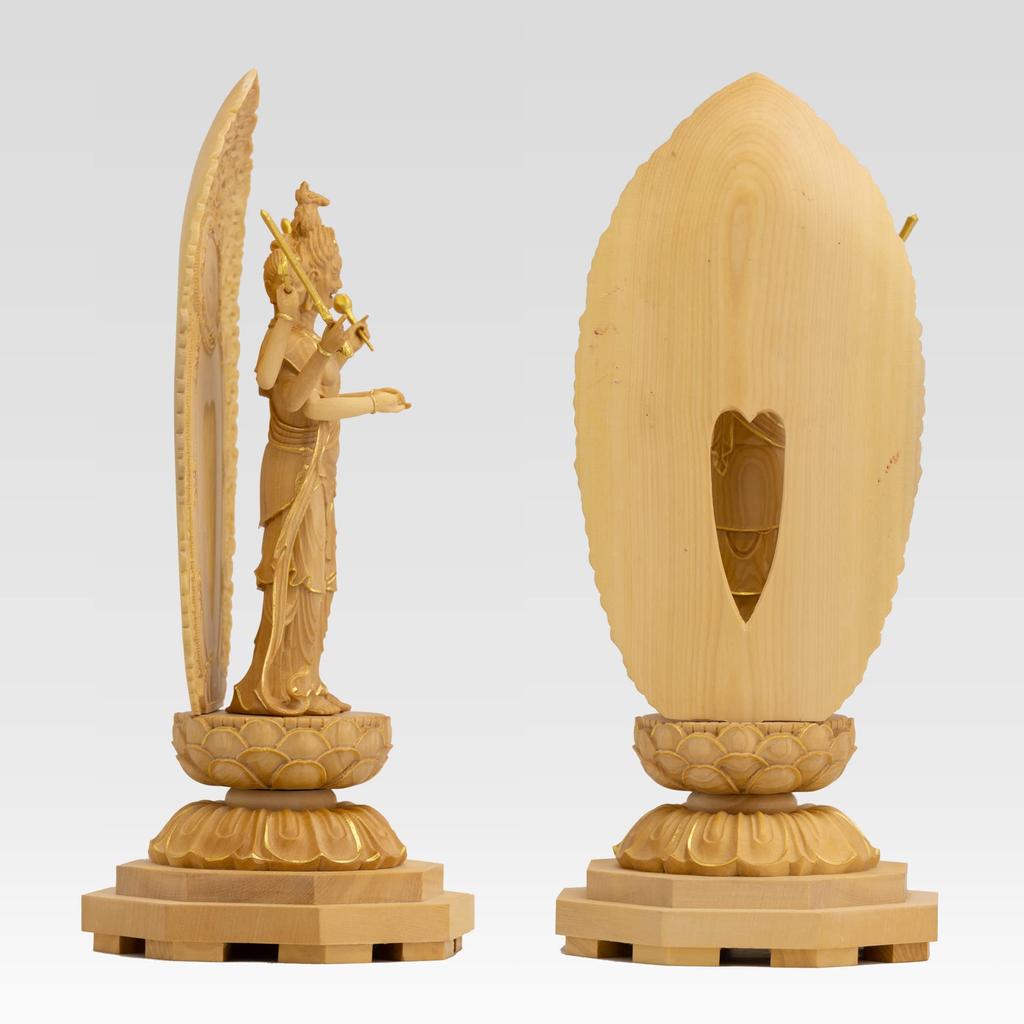 Маленькая статуя Будды Бато Каннон из золотой глины Канзеон Бодхисаттва Будда, резьба по дереву, орнамент Бато Каннон 14,2 см (Деревянный самшит, отделка) _ (ГСБ