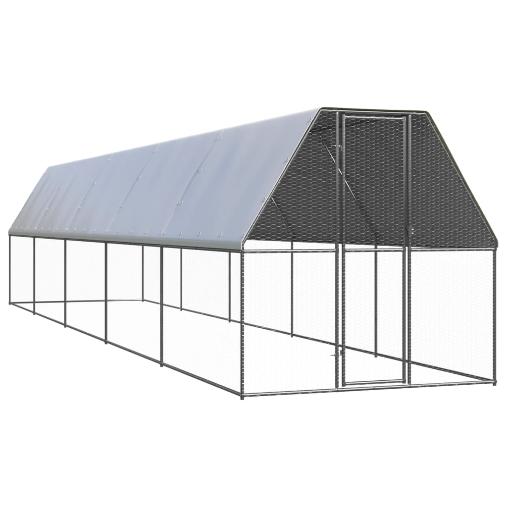 Outdoor Chicken Coop 2x10x2 m Galvanized Steel