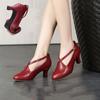 Fashion Latin Dance Shoes for Women Ladies Leather Party National Standard Ballroom Waltz Dance Shoes