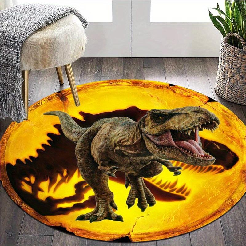 Round T-Rex Dinosaur Area Mat – Soft,Washable Polyester Floor Mat with Realistic 3D Design for Living Room,Bedroom,Office,or Outdoor Camping