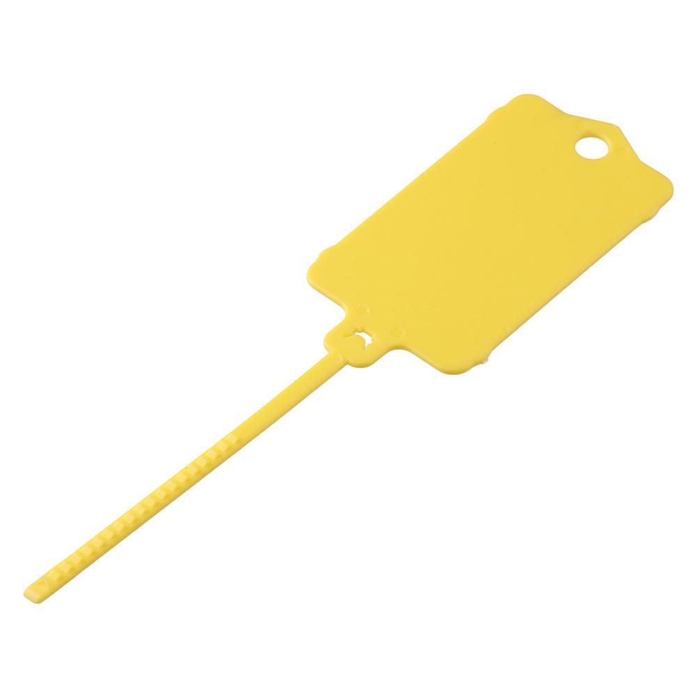 100 шт., полипропиленовые идентификационные бирки с именем, желтые с ремешком, многоразовые бирки для офиса