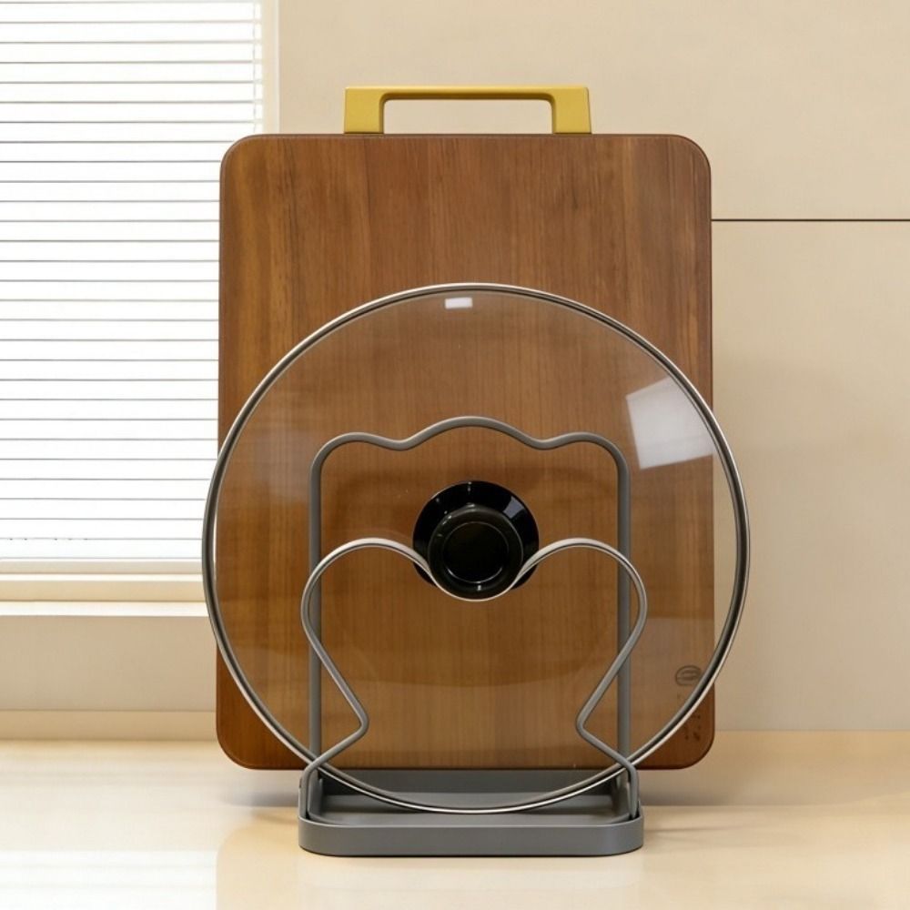 Настенный держатель для крышек кастрюль без сверления, нескользящий, экономичный по пространству, стойка для хранения разделочных досок с поддоном для стока, прочная полка для крышек кастрюль, кухня