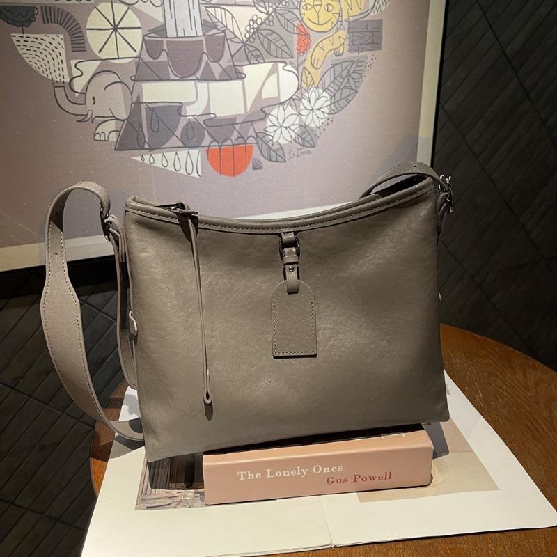 Genuine Leather Women's Bag Lazy Layer Plant Tanned Cow Pitot Bag Large Capacity Single Shoulder Simple All-in-one Crossbody Bag