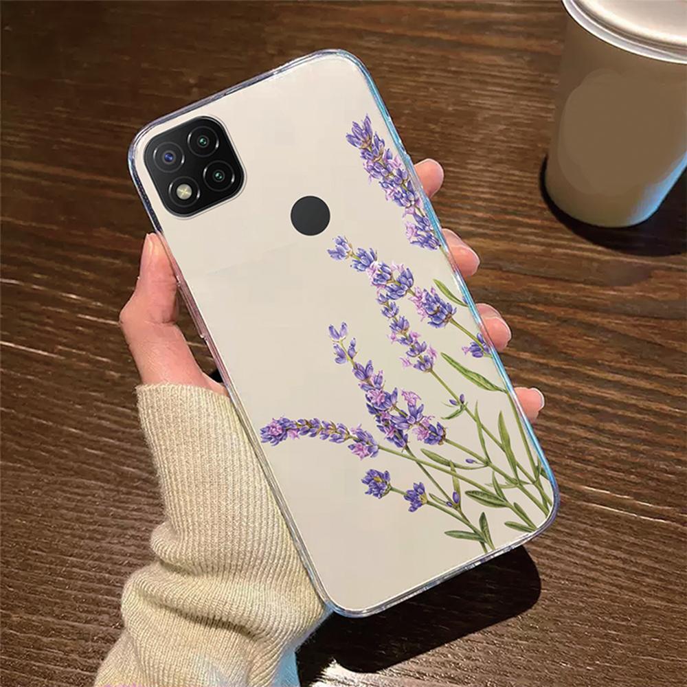 Прозрачный для Xiaomi Redmi 9C 9 9A 9T 10A Чехол Силиконовый Розовый Цветок Масляная Живопись Лавандовый Чехол для Телефона Для Redmi9C NFC