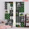 2pcs,2D Plane Printing Light Filtering Curtains Tractor Love Quilt Durable 100% Polyester Fabric (without Rod) Festive Perfect