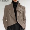 Men Lapel Neck Long Sleeve Open Front Irregular Blazer Short Coats
