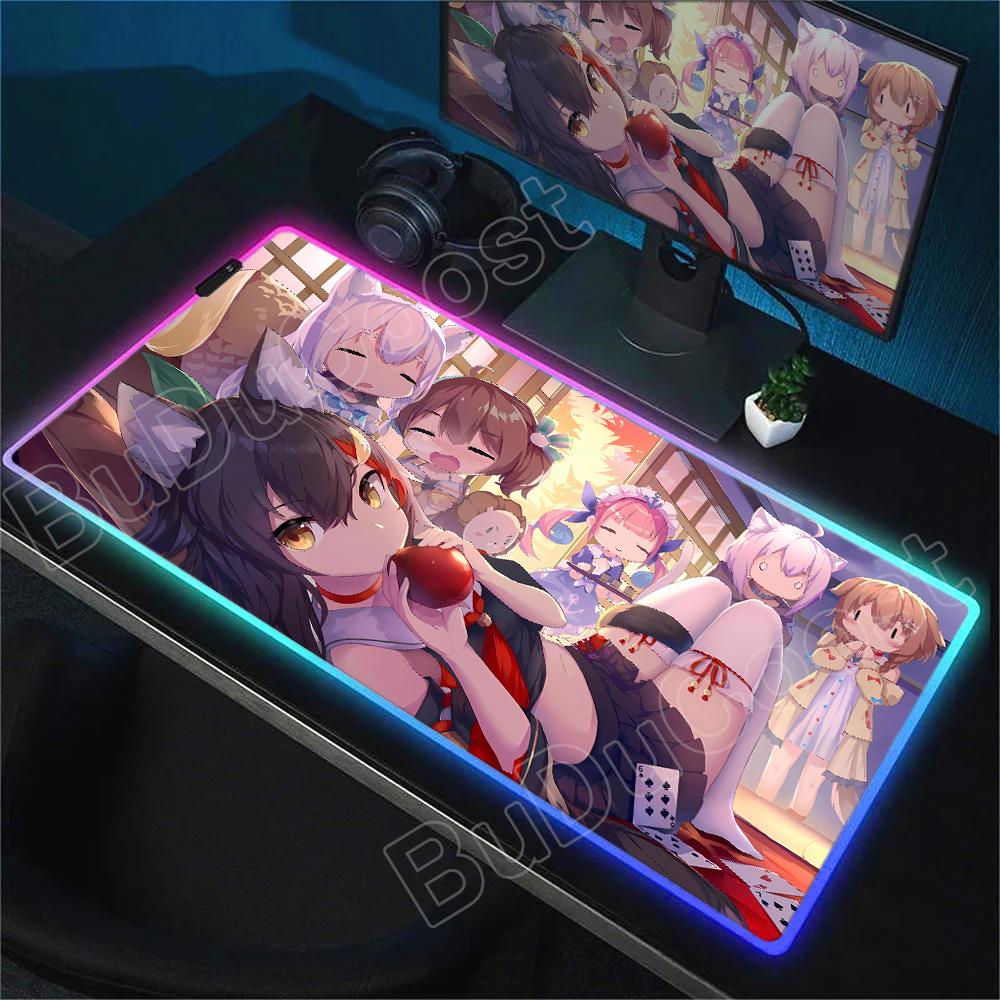 RGB Mouse Pad Laptop Game Hololive Natsuiro Matsuri Keyboard Pad PC Computer Kawaii Desk Mouse Mat HD Accessories Anime Mousepad