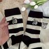 5 пар женских мультяшных носков средней длины в чистую полоску с собачкой для женщин, милые сладкие носки в академическом стиле