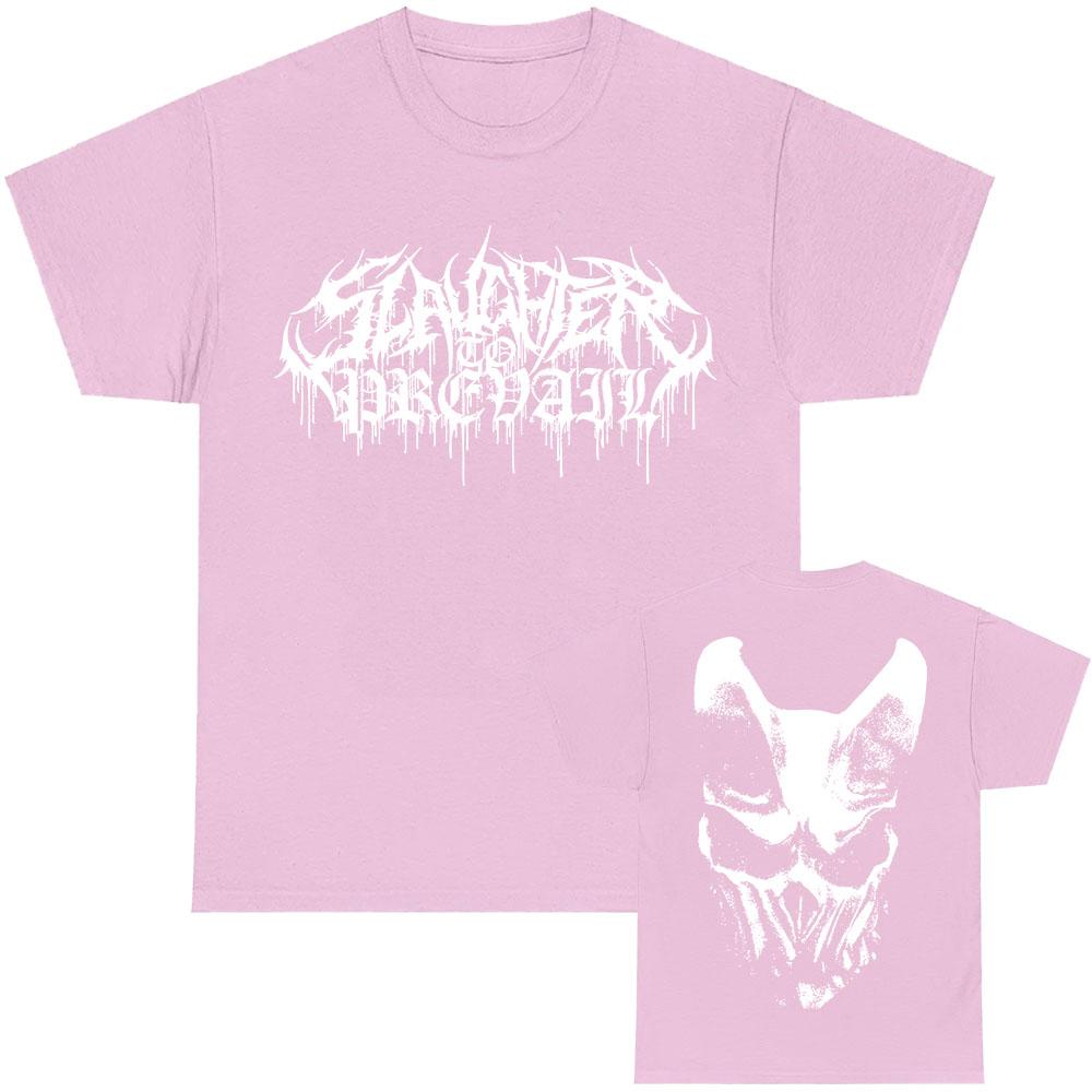 Белая маска с логотипом Графические футболки SLAUGHTER TO PREVAIL Футболки рок-группы Хип-хоп Унисекс Уличная одежда Хлопок Короткий рукав Мужская футболка