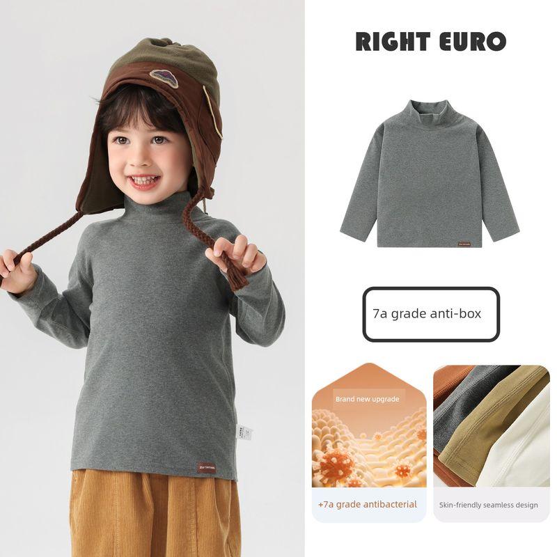 Right European Style Boys' Half-High Collar Base Layer Shirt 2025 Winter New Baby Inner Wear Warm Long-Sleeve T-Shirt Children's Clothing