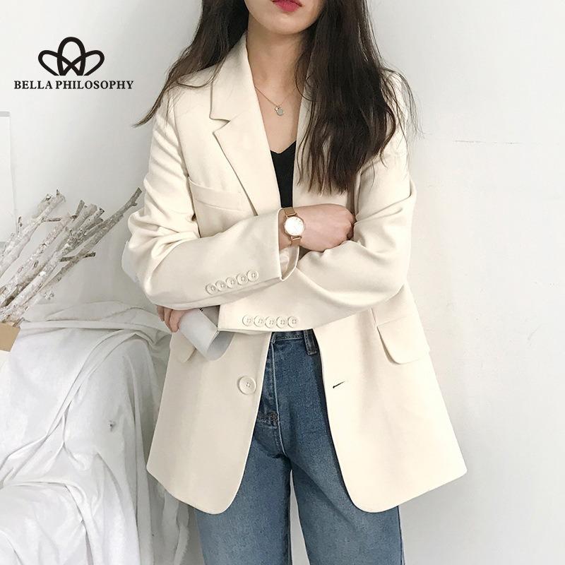 New Spring Autumn Solid Color Simple Blazer Coat Female Korean Style Casual Loose Spring Autumn Blazer