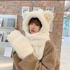 Bear Hat Female Scarf Gloves Integrated Winter Student Warm Cute Scarf Plush Three-piece Set Thickened Internet Celebrities