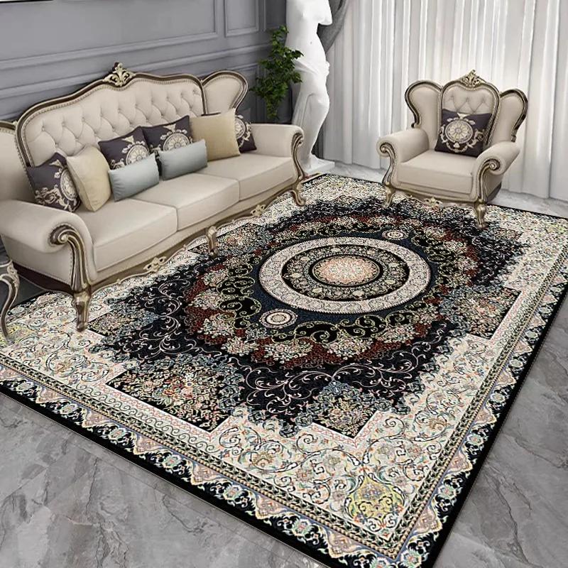 French Retro Persian Luxury Carpet Non Slip Rug for Living Room Bedroom Sofa Study Kitchen Entrance Door Mat Decor