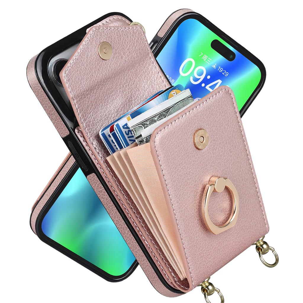 Crossbody Card Bag Wallet Ring Holder Leather Case for iPhone 15 14 13 12 11 Pro Max XS MAX XR for Samsung S23 S22 S21 S20 Ultra Plus A14 A13 A53 A54
