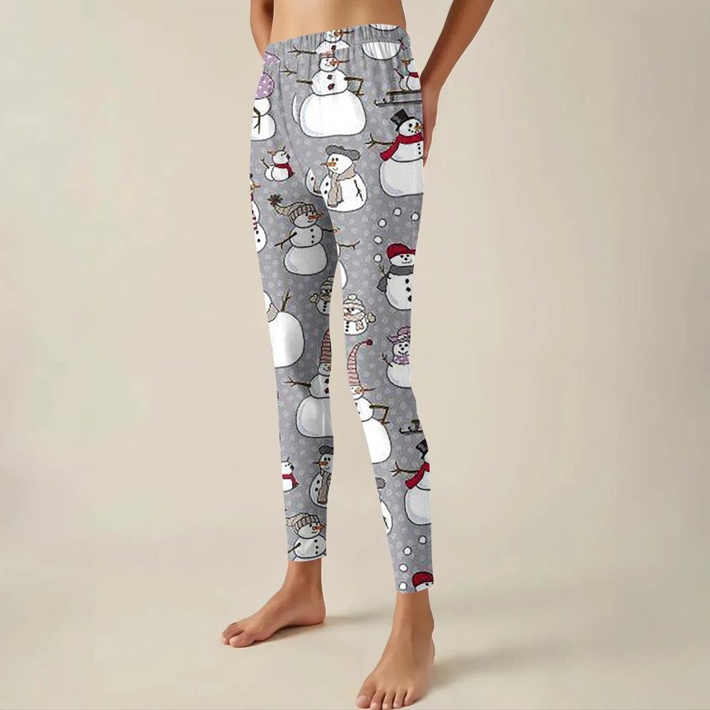 Women's Pants Christmas Printed Stretchy Soft Bottoms Casual Home Sleeping Pants