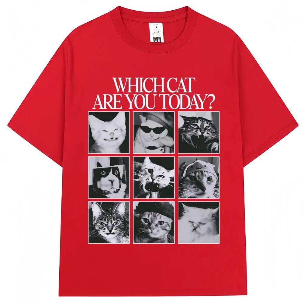 Which Cat Are You Today Unisex Women Vintage Fashion Tshirt Funny Cat Meme Graphic T Shirt Loose Casual Print Streetwear Unisex