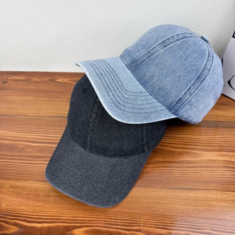 Spring and autumn new washed denim soft top baseball cap women's retro fashion versatile cap men show small face