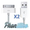 Lot of 2 USB Cables for iPhone 4S Compatible Charger