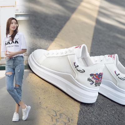 Женская повседневная обувь Лето 2024 Весна Женская обувь Модные вышитые дышащие полые женские кроссовки на шнуровке yui89