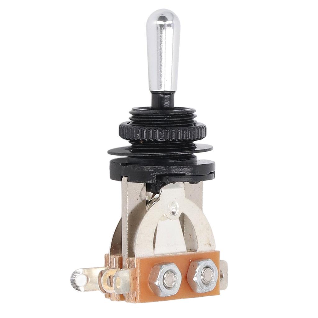 Guitar Toggle Switch Position Short Straight Silver Top Knob Pickup Selector Kit with Black Washer