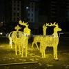 Светодиодные рождественские олени и тележка, уличные декоративные огни