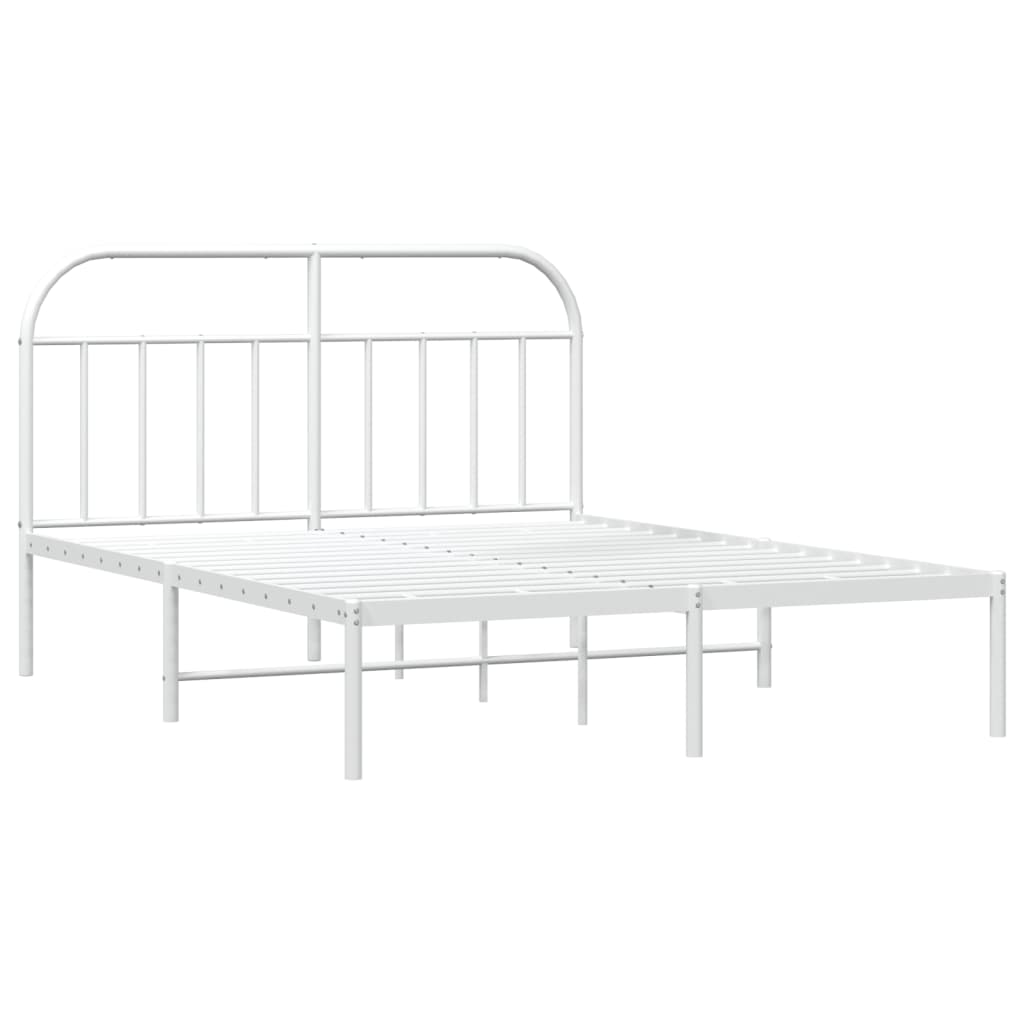 Vidaxl Металлическая Рама Кровати С Изголовьем, Белая, 140X190 См