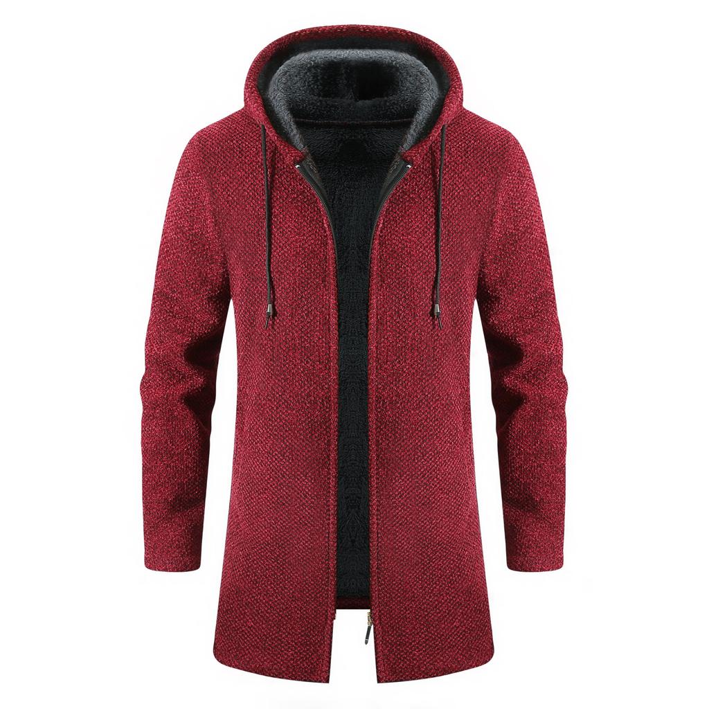 Men's Sweaters Coat Autumn Winter New Warm Zipper Medium Long Velvet Cardigan Sweaters Man Casual Knitwear Plush Sweatercoat Mens Clothes
