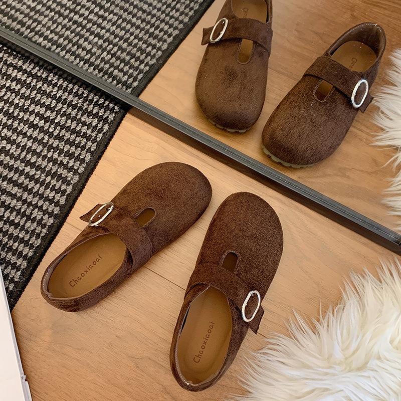 Retro Inner Height Increase Flat Bottom Women's New Comfortable Versatile Lazy One-pedal Doudou Shoes