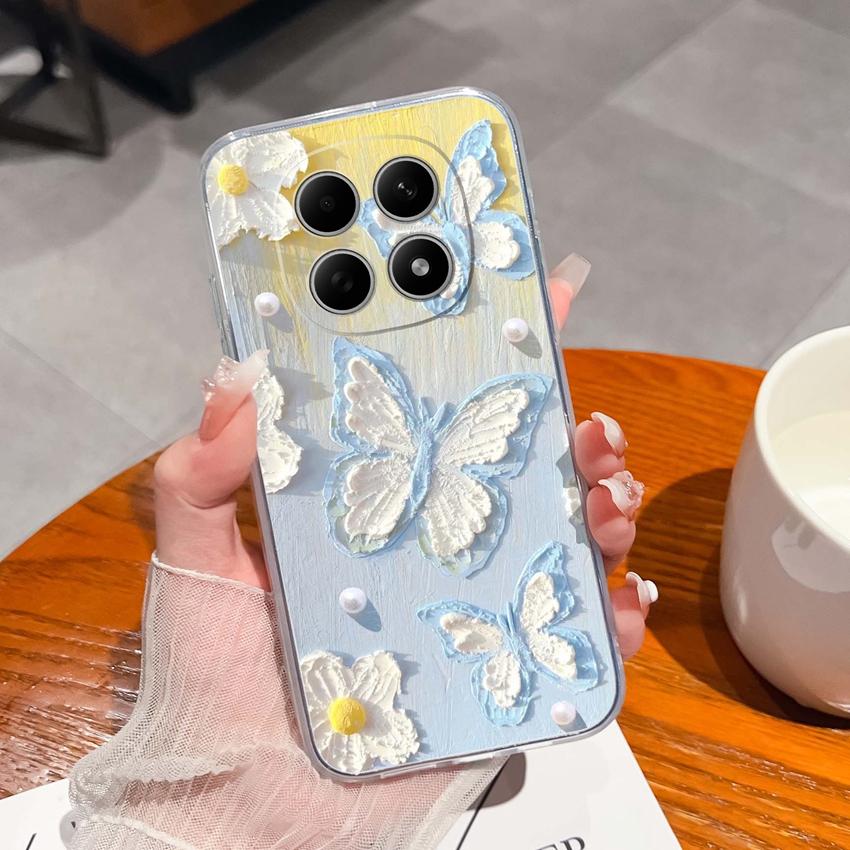 Подходит для Redmi Note 15 14 Pro 14S 15 15C A5 A1 Популярный Креативный Чехол для Телефона с Буквами и Узорами Прозрачный Силиконовый Нескользящий Чехол для Корпуса Redmi