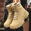 2024 New Men's Winter Snow Boots Platform High Quality Outdoor Boots  Leather Desert Work Ankle Boot Lace-Up Warm Boot