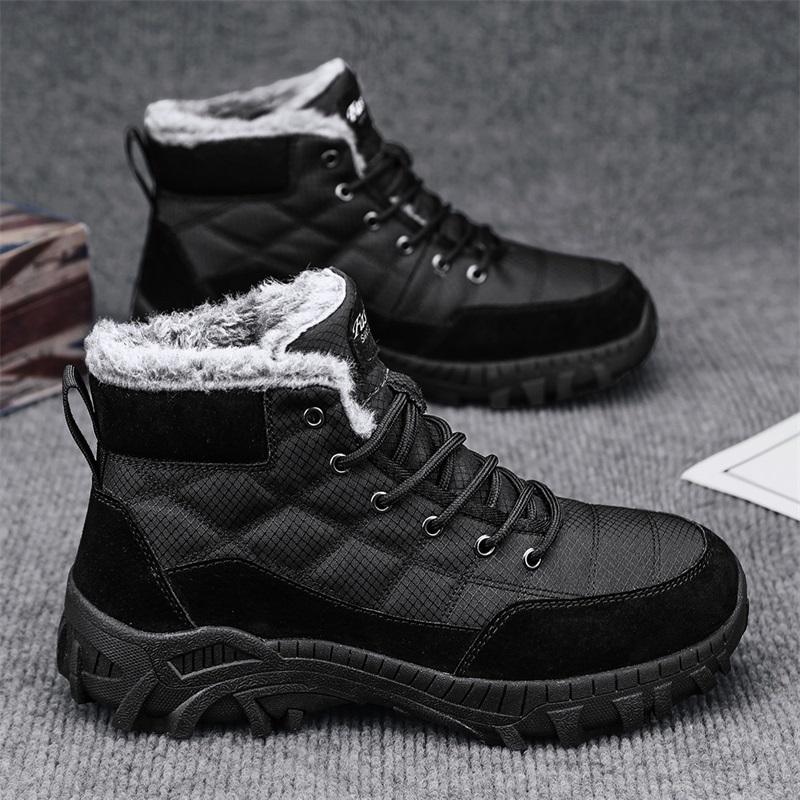 Men's Snow Boots New Winter Style Plus Velvet To Keep Warm and Trendy High-top Outdoor Hiking Thick Cotton Shoes Platform Boots