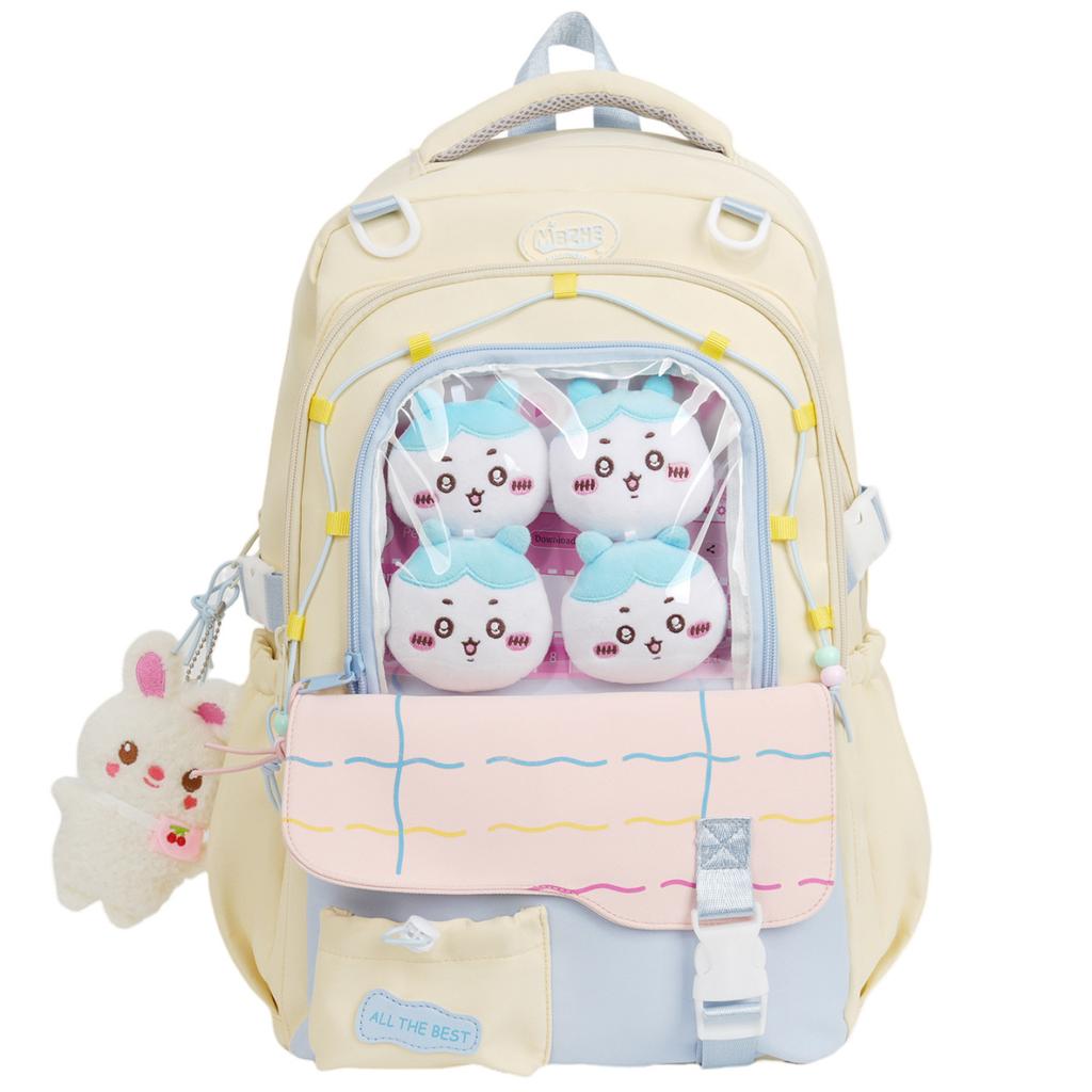 Schoolbag Student Pain Bag Large Capacity Transparent Junior High School Backpack ins High School Fashion Backpack Versatile Contrast Color Campus