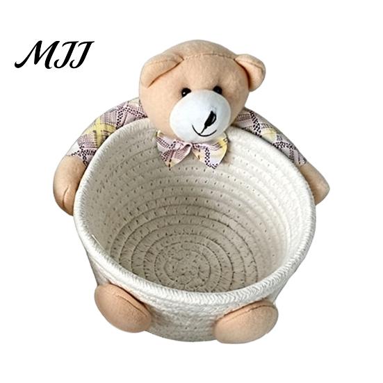 Мягкий тканевый контейнер для хранения, настольная корзина, мультяшный плюшевый медведь и кролик, мини-корзина с веревкой, форма для помады, плетеная корзина для мелких предметов, украшений