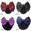 Elastic Women Girls Bowknot Decor Headdress Snood Net Barrette Bun Cover Hair Clip