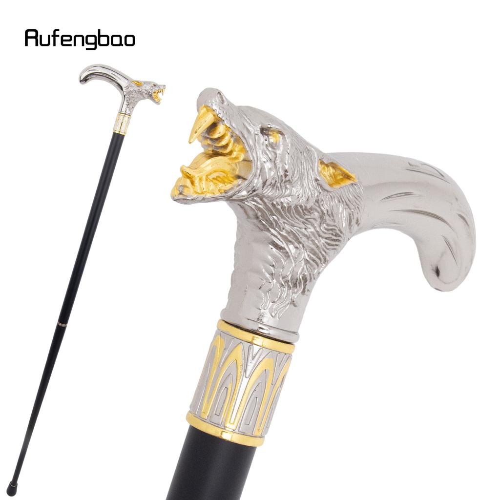 Золотая Белая Голова Волка Кусающая Трость для Ходьбы Модная Декоративная Трость Джентльмен Элегантная Косплей Трость Набалдашник Посох 93см