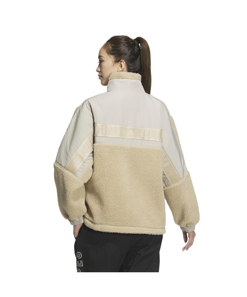 Женская флисовая куртка Adidas KTX54 с утеплителем, цвет Magic Beige, свободного кроя, на молнии (JG8222)